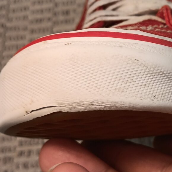 Vans women's red canvas Sk8 Hi-Top athletic shoes sz 8 (or men's 6.5) - Picture 10 of 15